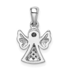 Sterling Silver Rhodium-plated CZ Satin Angel Pendant QC9436