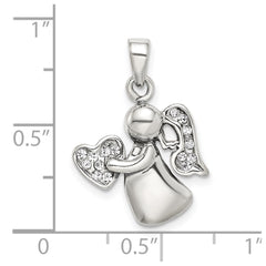 Sterling Silver Antiqued & CZ Angel Charm QC9438