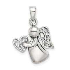Sterling Silver Antiqued & CZ Angel Charm QC9438
