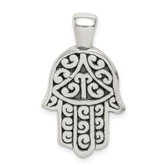 Sterling Silver Antiqued Hamsa Pendant QC9441