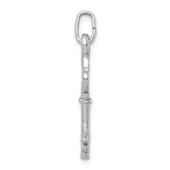 Sterling Silver Rhodium-plated Polished Key Pendant QC9487