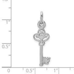Sterling Silver Rhodium-plated Polished Key Pendant QC9487
