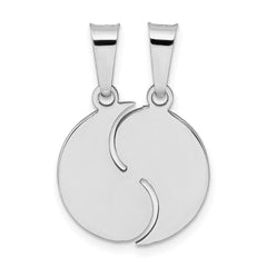 Sterling Silver Rhodium-plate Brush & Polished Yin Yang Break Apart Pendant QC9502