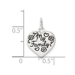 Sterling Silver Enamel MY FAMILY Heart Charm QC9504