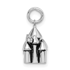Sterling Silver Rhodium-plated Antiqued Castle Pendant QC9514