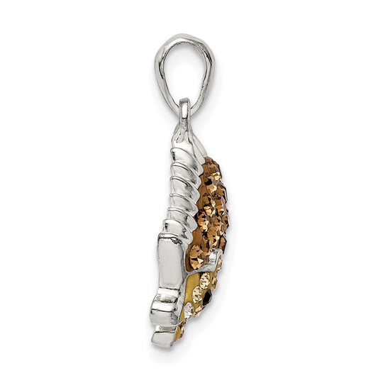 Sterling Silver Rhod-pltd Brown Preciosa Crystal Hedgehog Pendant QC9520
