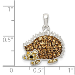 Sterling Silver Rhod-pltd Brown Preciosa Crystal Hedgehog Pendant QC9520
