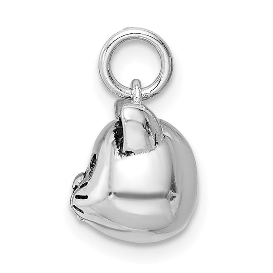 Sterling Silver Rhodium-plated Antiqued Cat Head Pendant QC9521