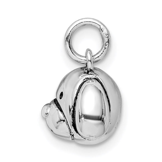 Sterling Silver Rhodium-plated Antiqued Dog Head Pendant QC9522