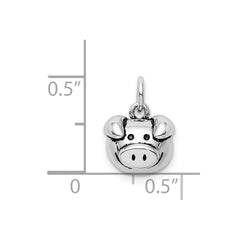 Sterling Silver Rhodium-plated Antiqued Pig Head Pendant QC9523