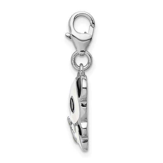 Sterling Silver Rhodium-plated Enameled Panda w/Lobster Clasp Charm QC9524