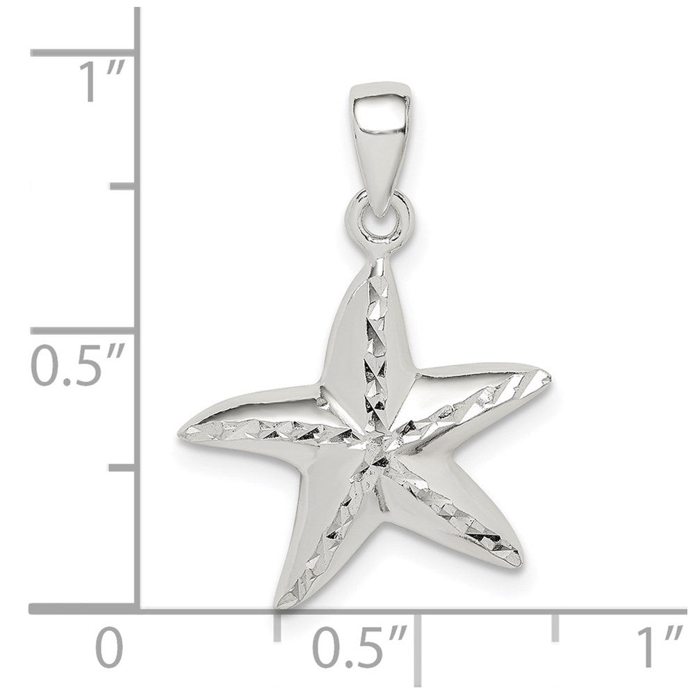Sterling Silver Diamond Cut Star Fish Pendant QC9574