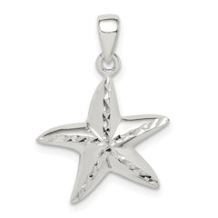 Sterling Silver Diamond Cut Star Fish Pendant QC9574