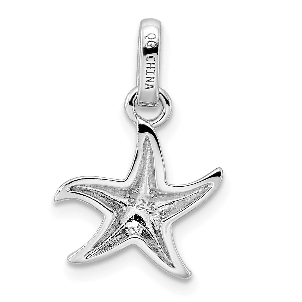 Sterling Silver Rhodium-plated Polished Textured Starfish Pendant QC9578