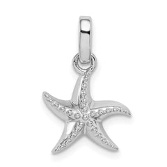 Sterling Silver Rhodium-plated Polished Textured Starfish Pendant QC9578