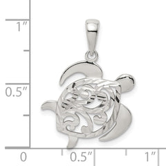 Sterling Silver Diamond-cut Turtle Pendant QC9579