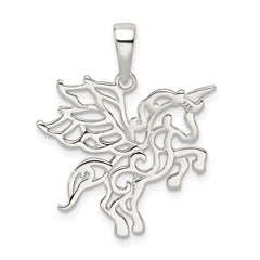 Sterling Silver Diamond-cut Unicorn Pendant QC9611