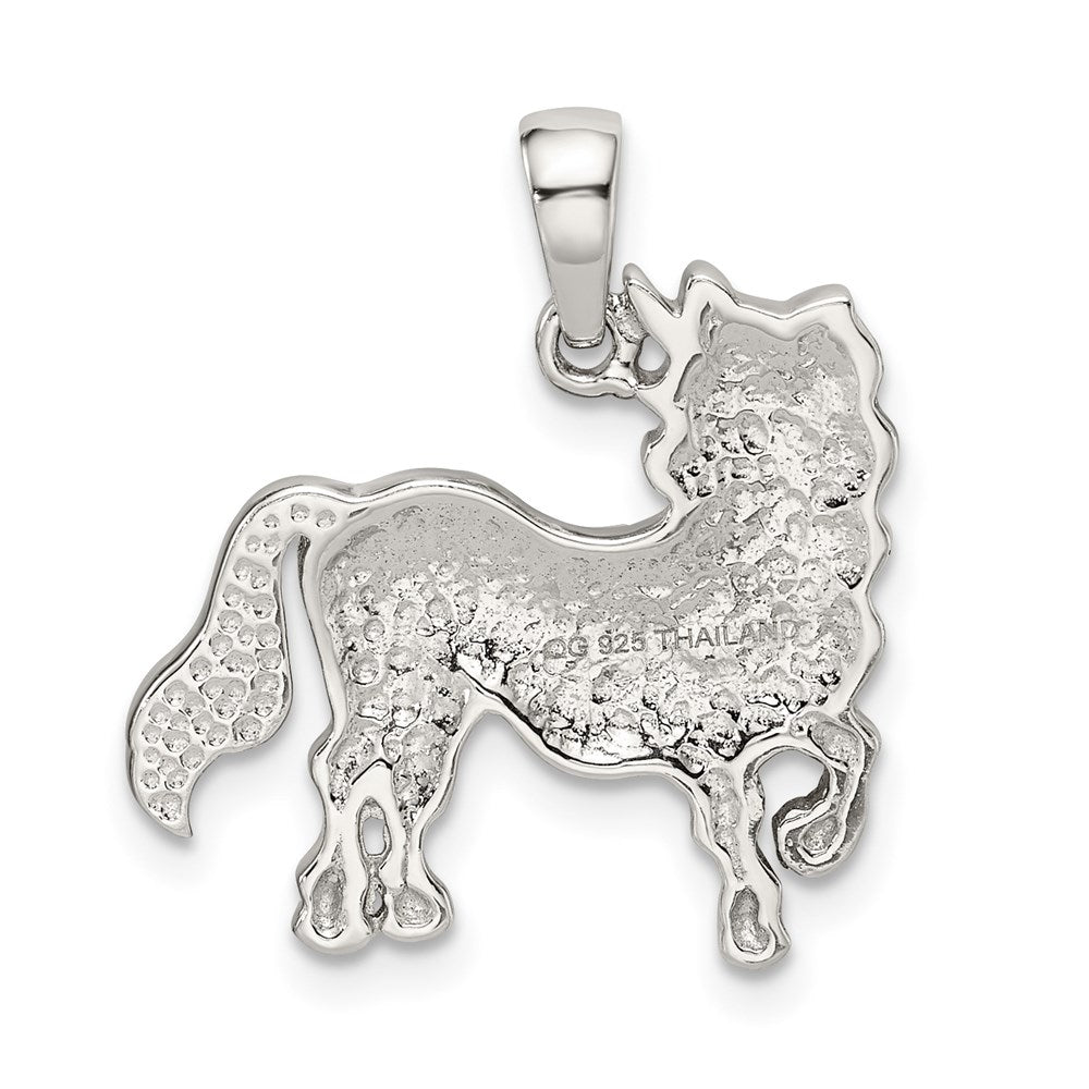 Sterling Silver Rhod-pltd Multi-color Preciosa Crystal Unicorn Pendant QC9612