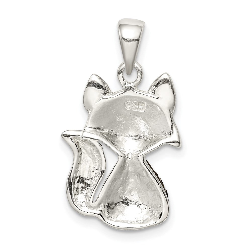 Sterling Silver Rhodium-plated Tan Preciosa Crystal Fox Pendant QC9621