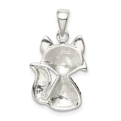 Sterling Silver Rhodium-plated Tan Preciosa Crystal Fox Pendant QC9621