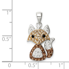 Sterling Silver Rhodium-plated Tan Preciosa Crystal Fox Pendant QC9621