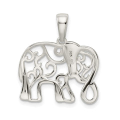 Sterling Silver Diamond-cut Elephant Pendant QC9624