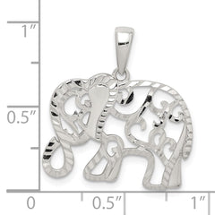 Sterling Silver Diamond-cut Elephant Pendant QC9624