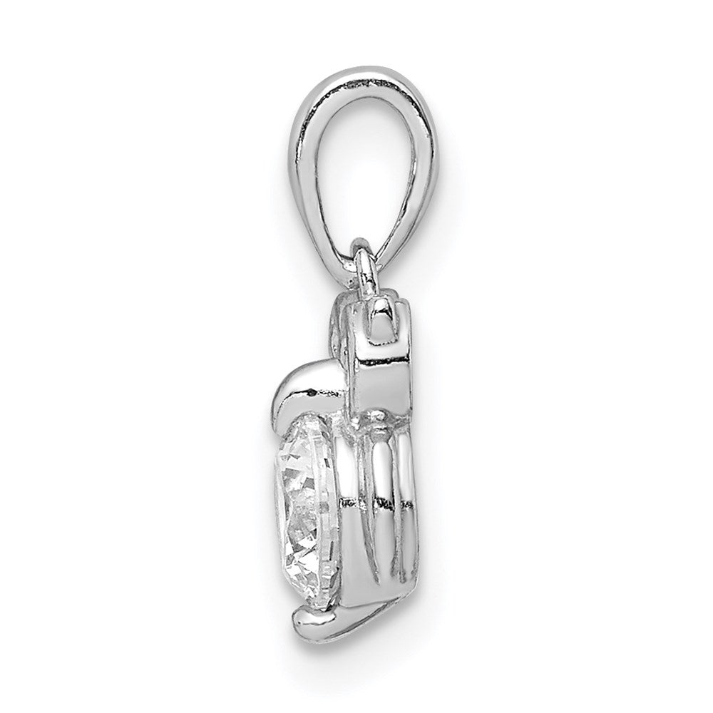 Sterling Silver Rhodium Plated CZ Owl Pendant QC9638