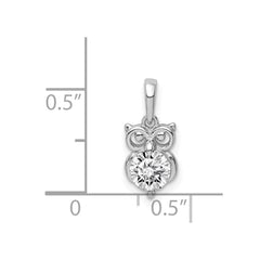 Sterling Silver Rhodium Plated CZ Owl Pendant QC9638
