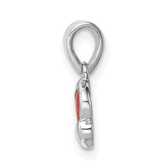 Sterling Silver Rhodium-plated Red Enameled Hearts Children's Pendant QC9650