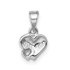 Sterling Silver Rhodium-plated Red Enameled Hearts Children's Pendant QC9650