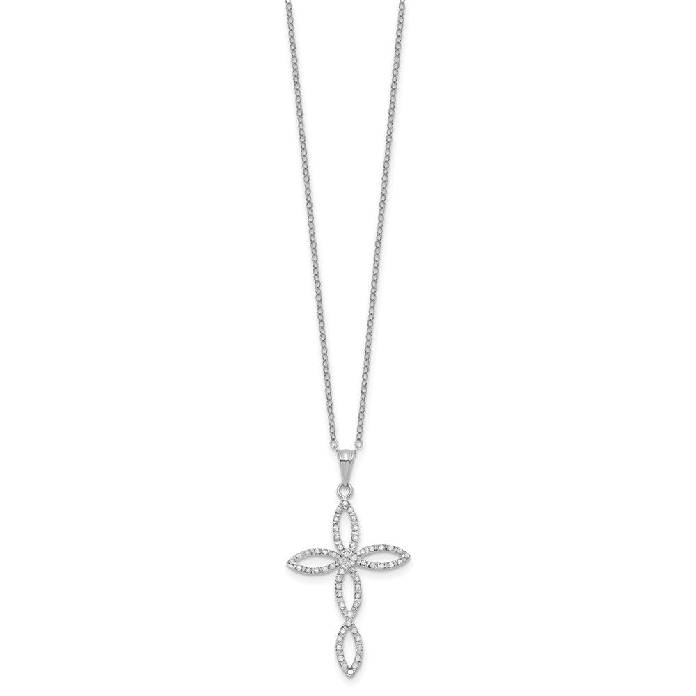 Diamond Fascination Diamond Mystique Sterling Silver Platinum-plated Diamond Cross 18 Inch Necklace QC9675