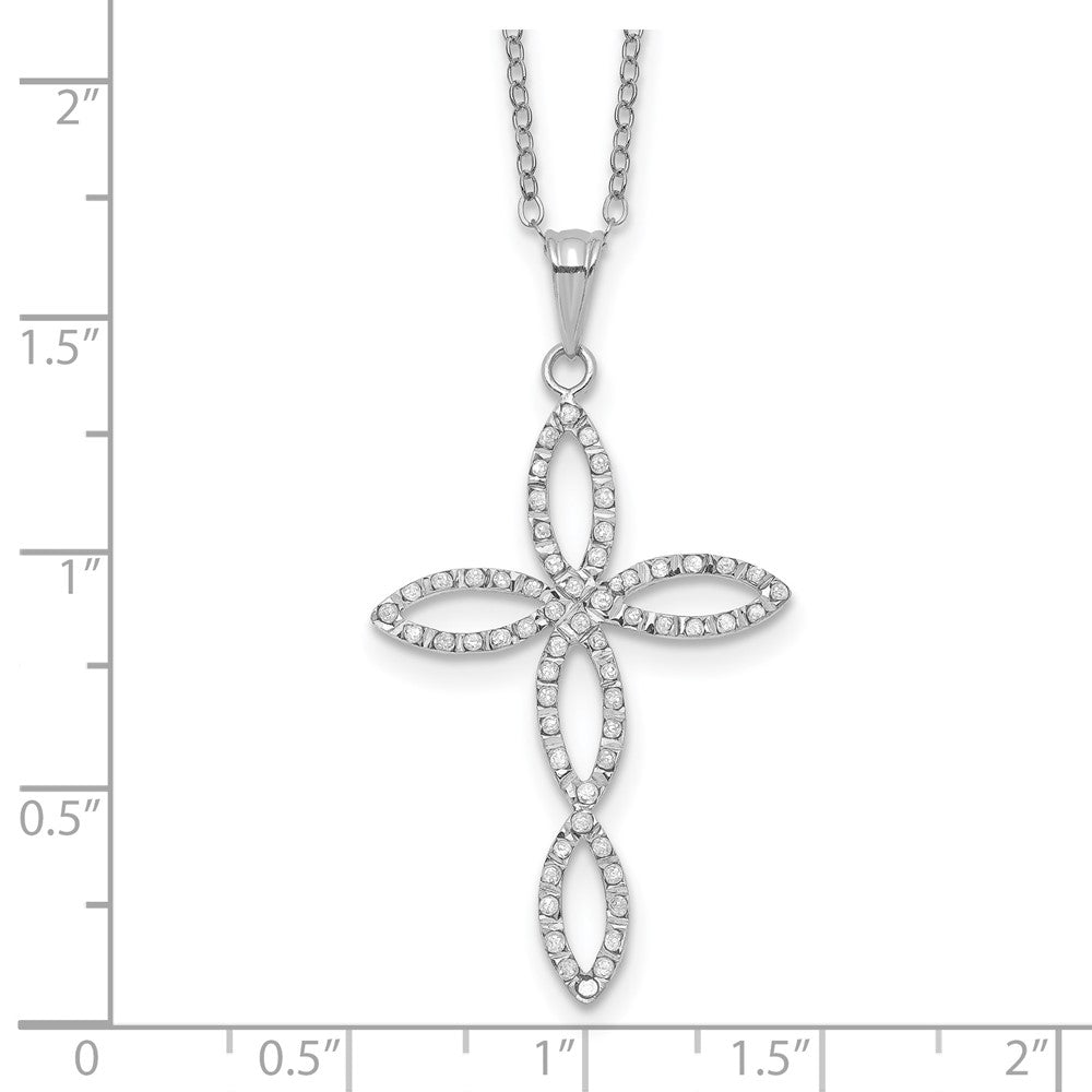 Diamond Fascination Diamond Mystique Sterling Silver Platinum-plated Diamond Cross 18 Inch Necklace QC9675