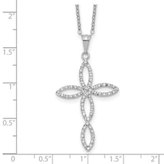Diamond Fascination Diamond Mystique Sterling Silver Platinum-plated Diamond Cross 18 Inch Necklace QC9675