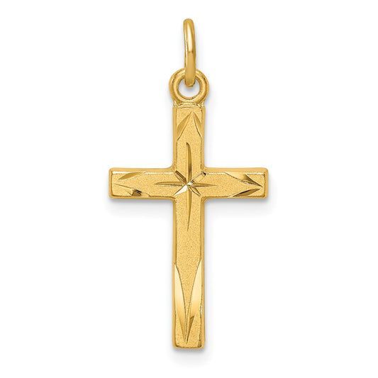 Sterling Silver Gold Tone Diamond-Cut Cross Pendant QC9692