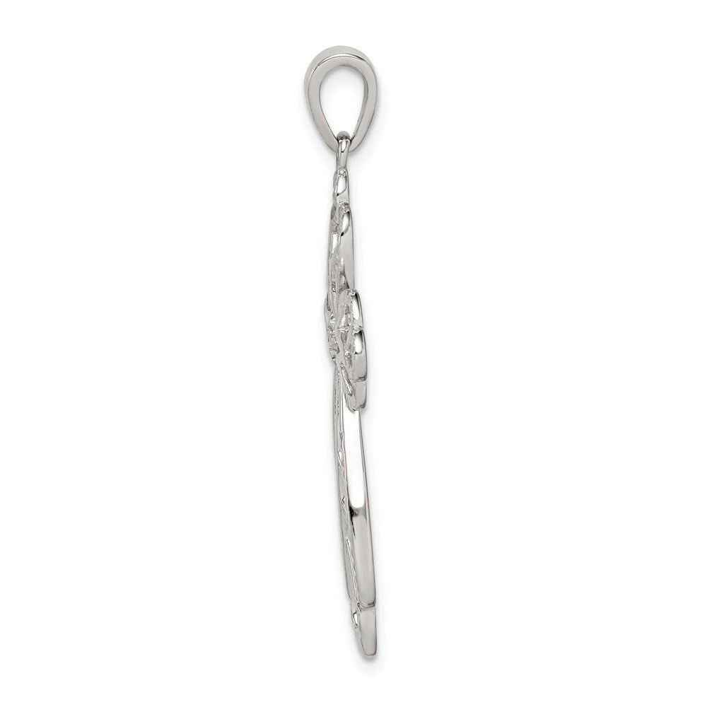 Sterling Silver Diamond & Diamond-cut Cross Pendant QC9694