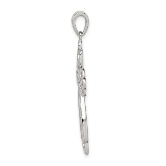 Sterling Silver Diamond & Diamond-cut Cross Pendant QC9694
