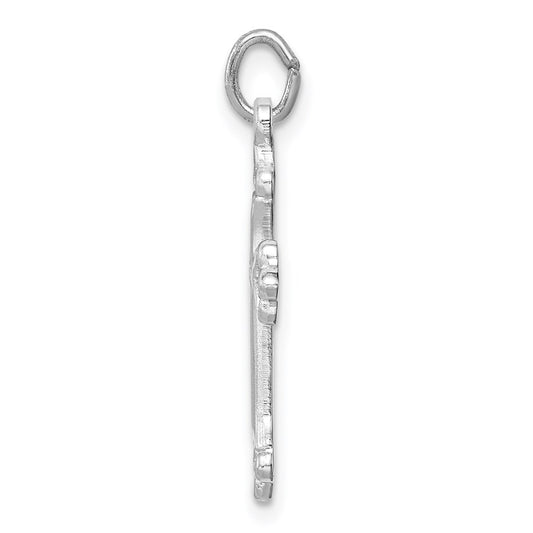 Sterling Silver Rhodium-plated Diamond-Cut Cross Pendant QC9698