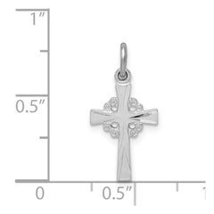 Sterling Silver Rhodium-plated Diamond Cut Cross Pendant QC9701
