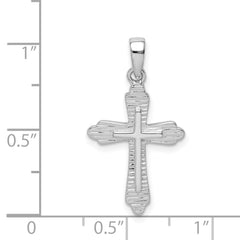 Sterling Silver Rhodium-plated Striped Texture Cross Pendant QC9703