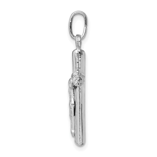 Sterling Silver Rhodium-plated Polished Crucifix Cross Pendant QC9704