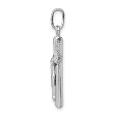 Sterling Silver Rhodium-plated Polished Crucifix Cross Pendant QC9704