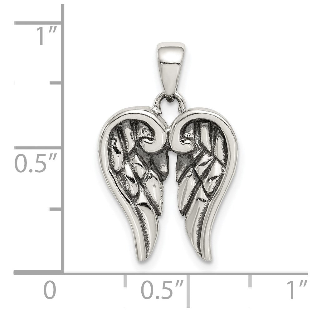 Sterling Silver Antiqued Wing Pendant QC9706