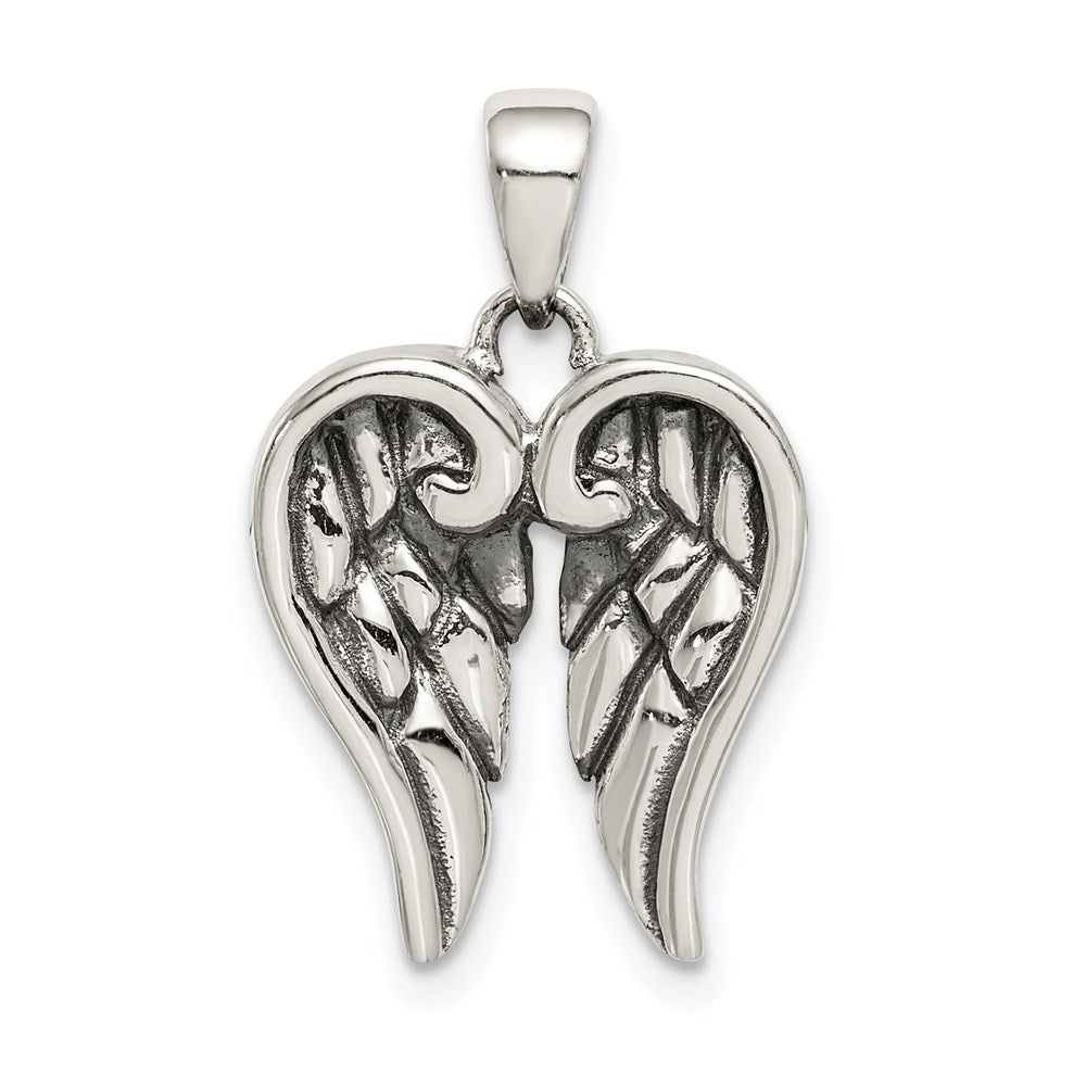 Sterling Silver Antiqued Wing Pendant QC9706