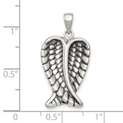 Sterling Silver Antiqued Angel Wings Pendant QC9707