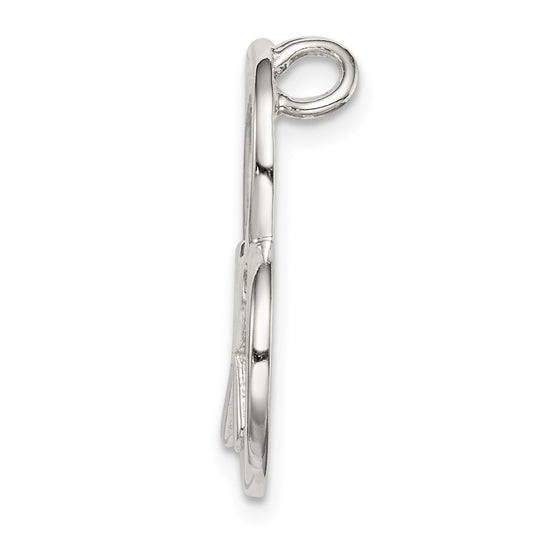 Sterling Silver Polished Cross Heart Chain Slide QC9713