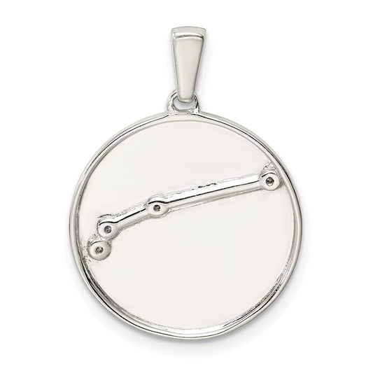 Sterling Silver Rhodium-plated & CZ Aries Zodiac Pendant QC9730