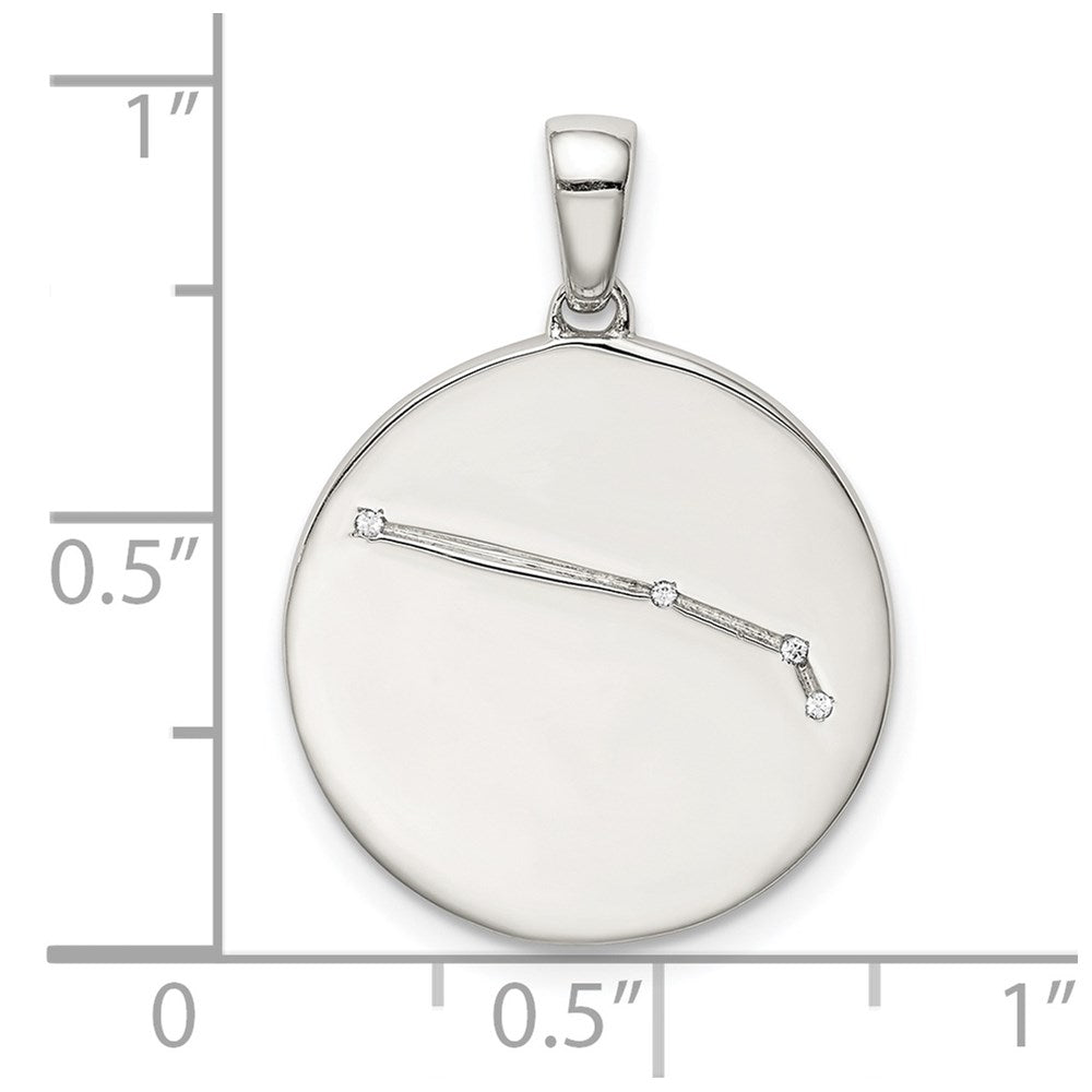 Sterling Silver Rhodium-plated & CZ Aries Zodiac Pendant QC9730