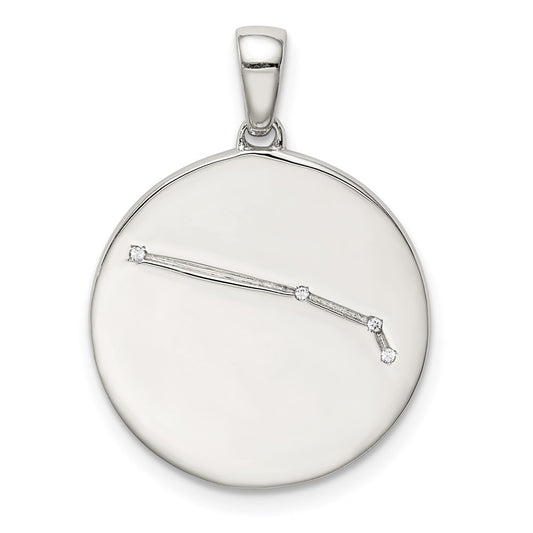 Sterling Silver Rhodium-plated & CZ Aries Zodiac Pendant QC9730