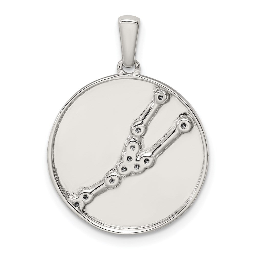 Sterling Silver Rhodium-plated & CZ Taurus Zodiac Pendant QC9731
